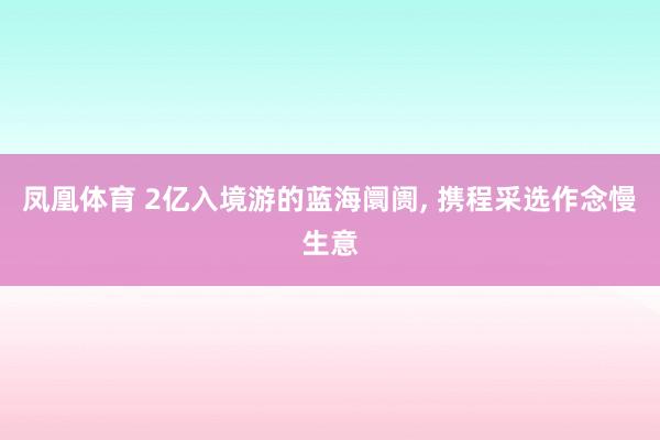 凤凰体育 2亿入境游的蓝海阛阓， 携程采选作念慢生意