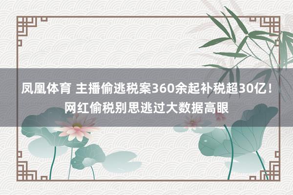 凤凰体育 主播偷逃税案360余起补税超30亿！网红偷税别思逃过大数据高眼