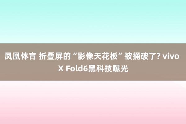 凤凰体育 折叠屏的“影像天花板”被捅破了? vivo X Fold6黑科技曝光