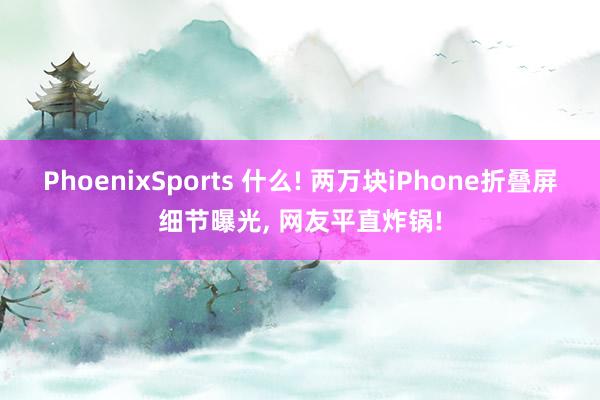 PhoenixSports 什么! 两万块iPhone折叠屏细节曝光， 网友平直炸锅!