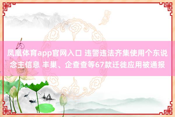 凤凰体育app官网入口 违警违法齐集使用个东说念主信息 丰巢、企查查等67款迁徙应用被通报