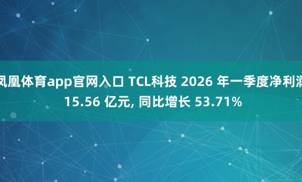 凤凰体育app官网入口 TCL科技 2026 年一季度净利润 15.56 亿元， 同比增长 53.71%