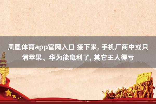 凤凰体育app官网入口 接下来， 手机厂商中或只消苹果、华为能赢利了， 其它王人得亏