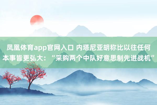 凤凰体育app官网入口 内塔尼亚胡称比以往任何本事皆更弘大：“采购两个中队好意思制先进战机”